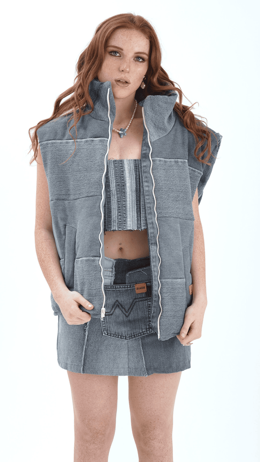 Denim Puffer Vest